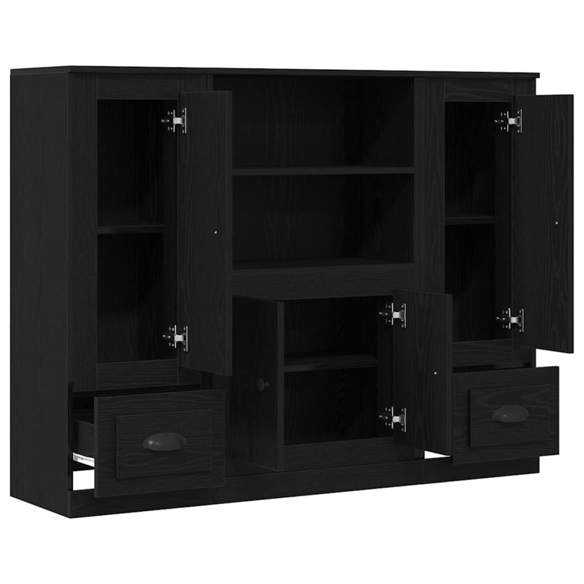 vidaXL Βιβλιοθήκη Μαύρη Οξυά 132 x 35.5 x 103.5 εκ Επεξεργασμένο Ξύλο