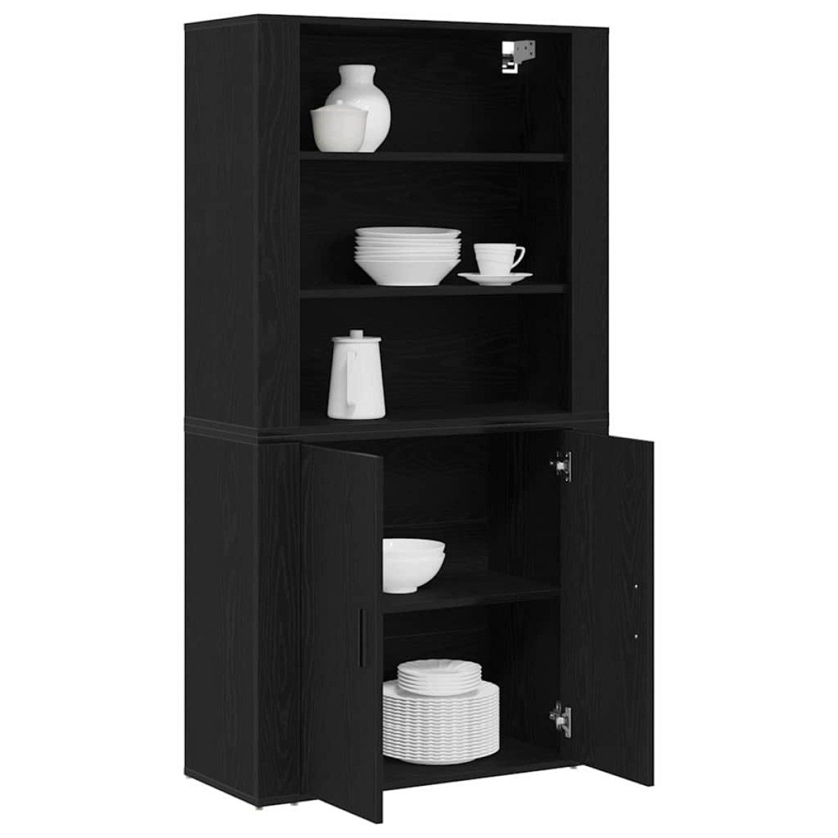 vidaXL Highboard Μαύρη Οξυά 80 x 33 x 150 εκ Επεξεργασμένο Ξύλο