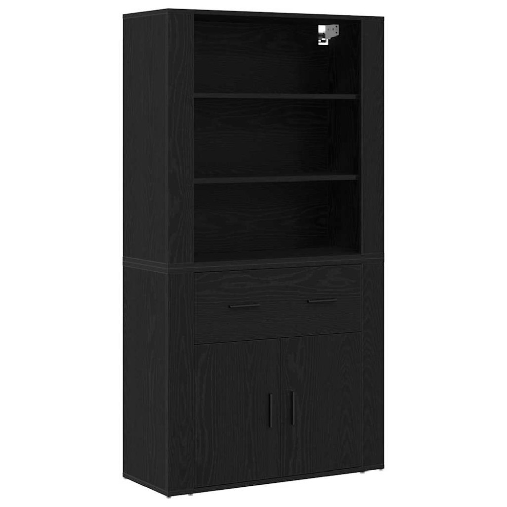 vidaXL Highboard Μαύρη Οξυά 80 x 33 x 150 εκ Επεξεργασμένο Ξύλο