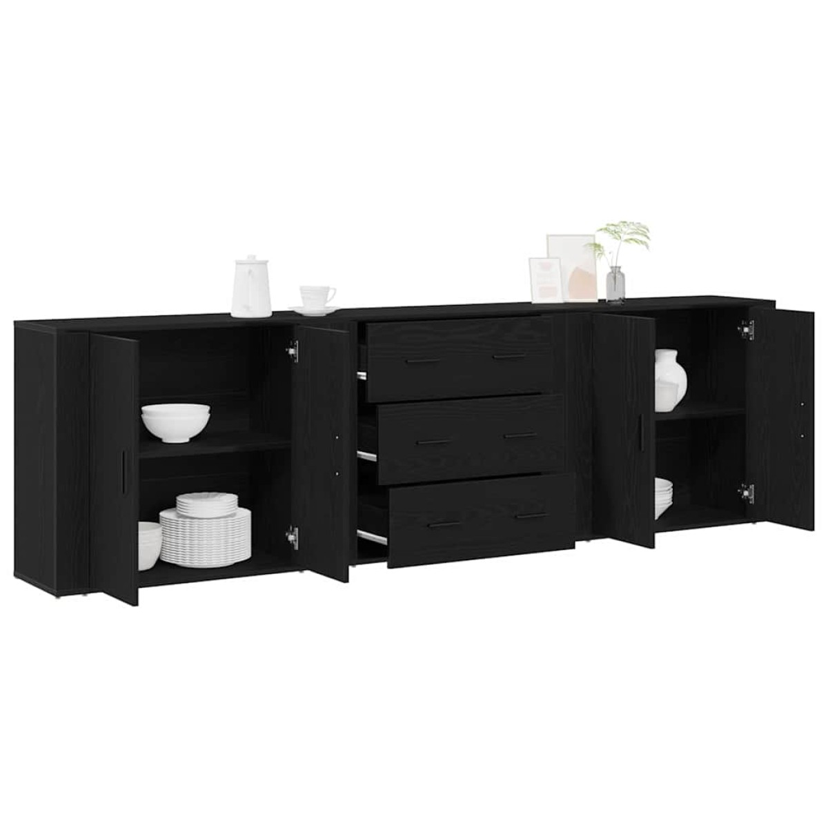 vidaXL Πλαϊνό γραφείο Μαύρη Οξυά 240 x 33 x 70 εκ. Επεξεργασμένο Ξύλο