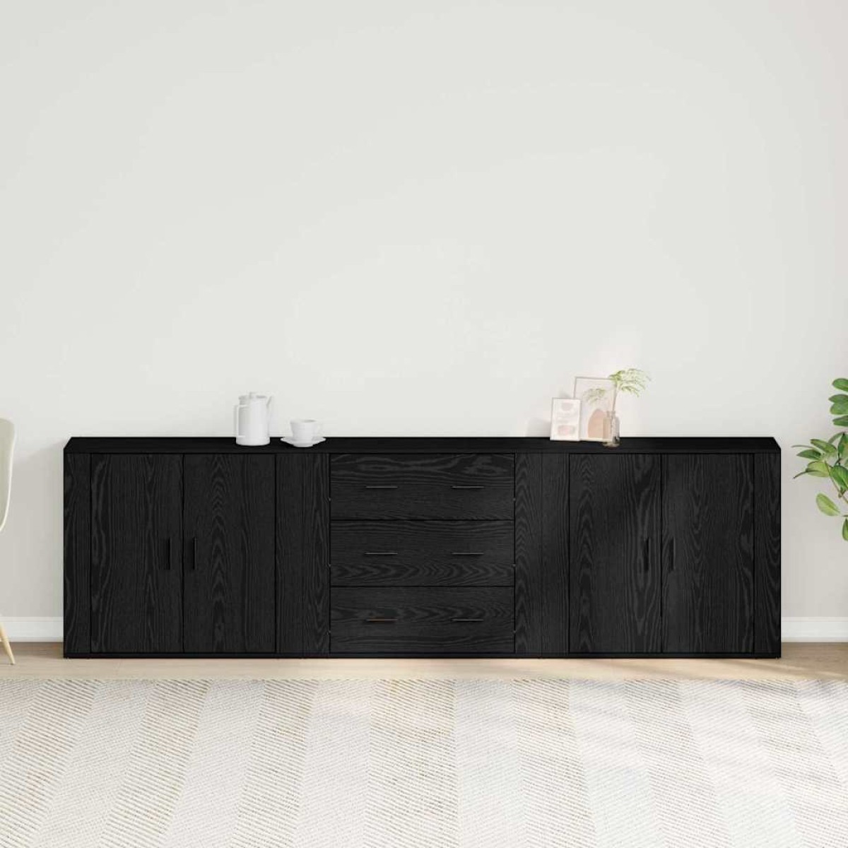 vidaXL Πλαϊνό γραφείο Μαύρη Οξυά 240 x 33 x 70 εκ. Επεξεργασμένο Ξύλο
