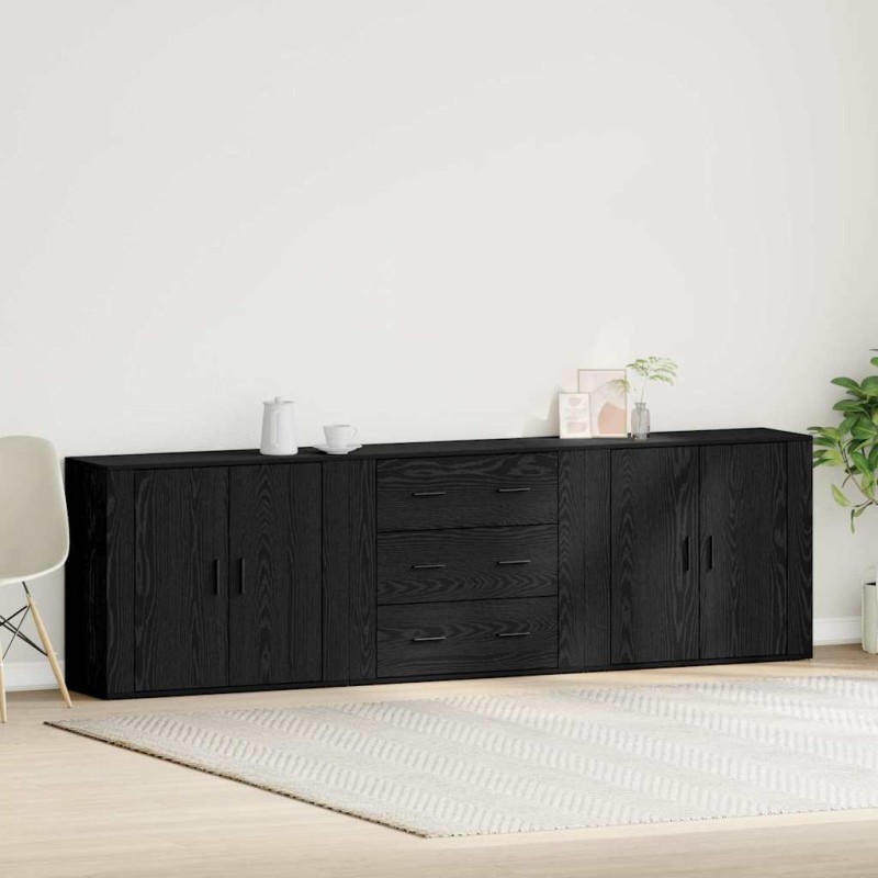 vidaXL Πλαϊνό γραφείο Μαύρη Οξυά 240 x 33 x 70 εκ. Επεξεργασμένο Ξύλο