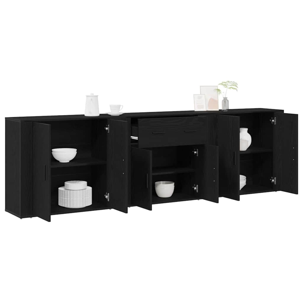 vidaXL Πλαϊνό γραφείο Μαύρη Οξυά 240 x 33 x 70 εκ. Επεξεργασμένο Ξύλο