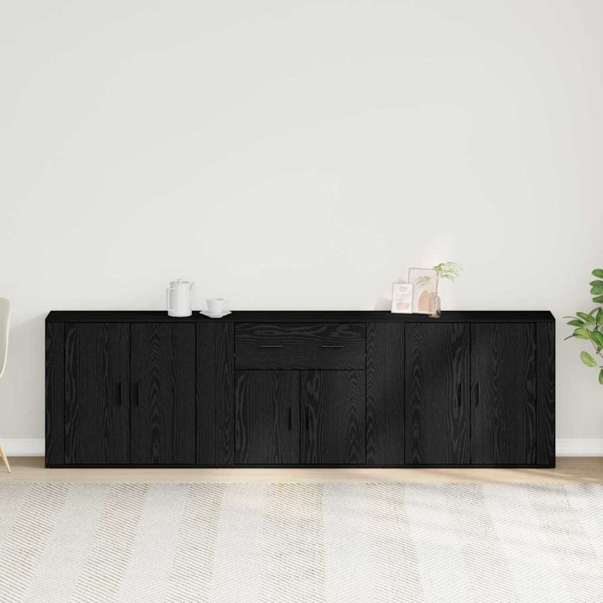 vidaXL Πλαϊνό γραφείο Μαύρη Οξυά 240 x 33 x 70 εκ. Επεξεργασμένο Ξύλο