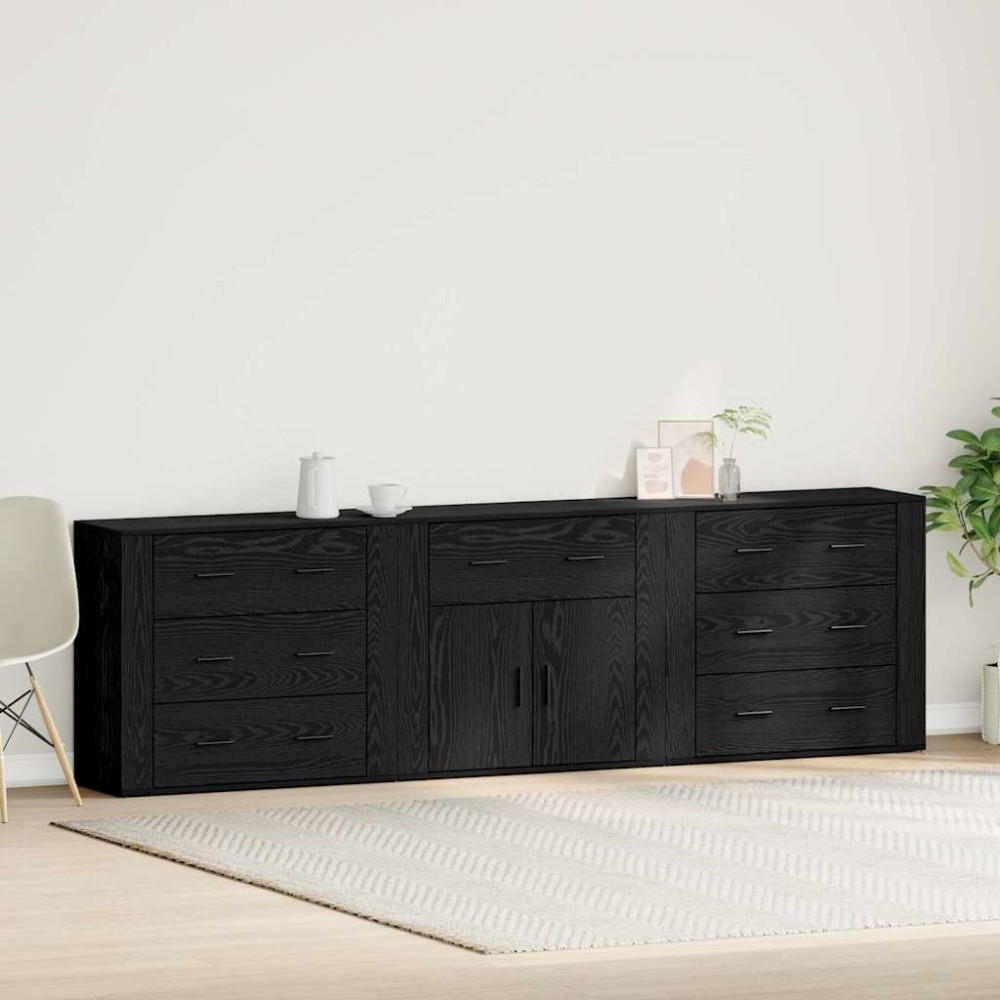 vidaXL Πλαϊνό γραφείο Μαύρη Οξυά 240 x 33 x 70 εκ. Επεξεργασμένο Ξύλο