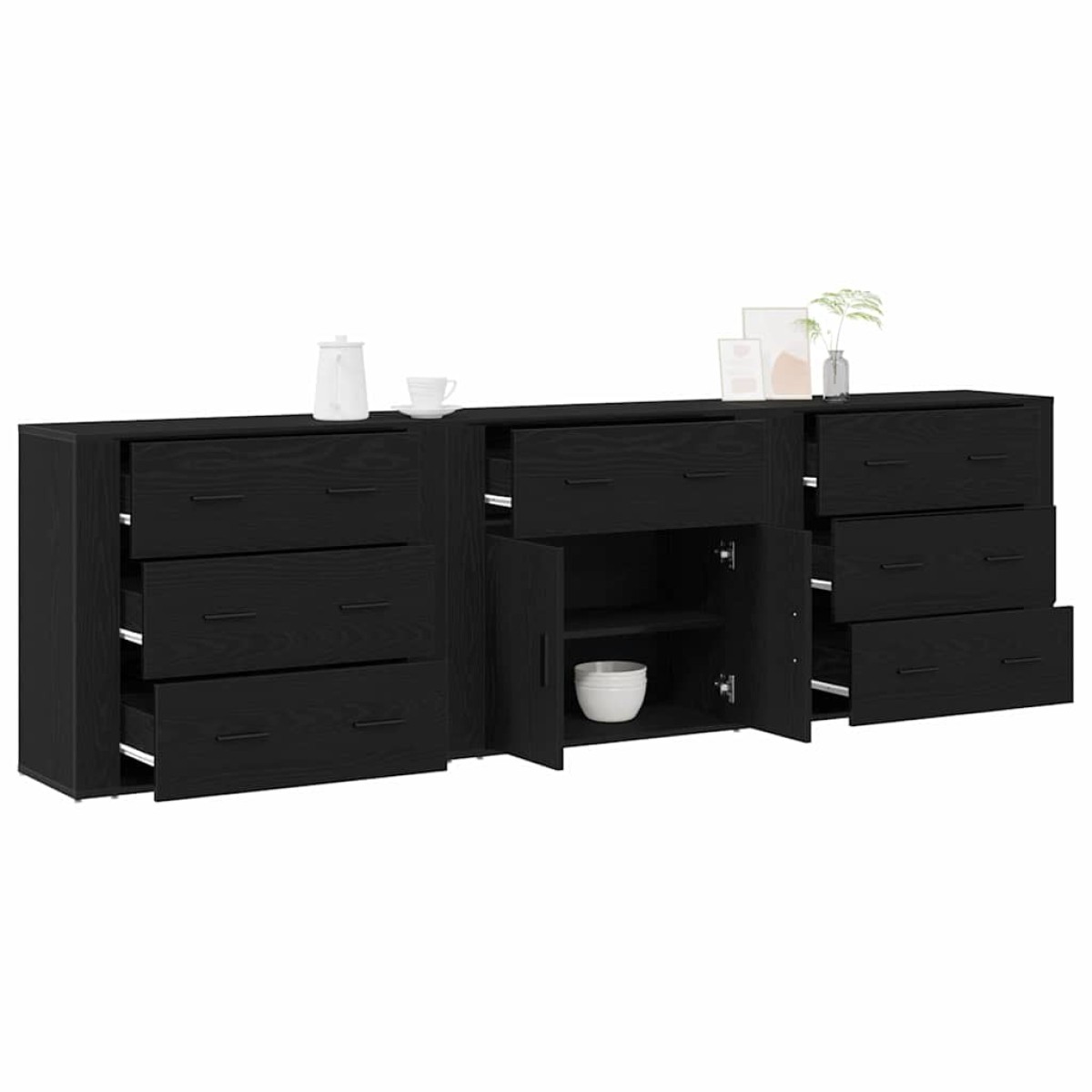 vidaXL Πλαϊνό γραφείο Μαύρη Οξυά 240 x 33 x 70 εκ. Επεξεργασμένο Ξύλο