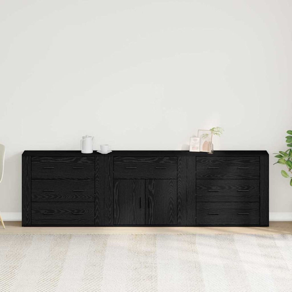 vidaXL Πλαϊνό γραφείο Μαύρη Οξυά 240 x 33 x 70 εκ. Επεξεργασμένο Ξύλο