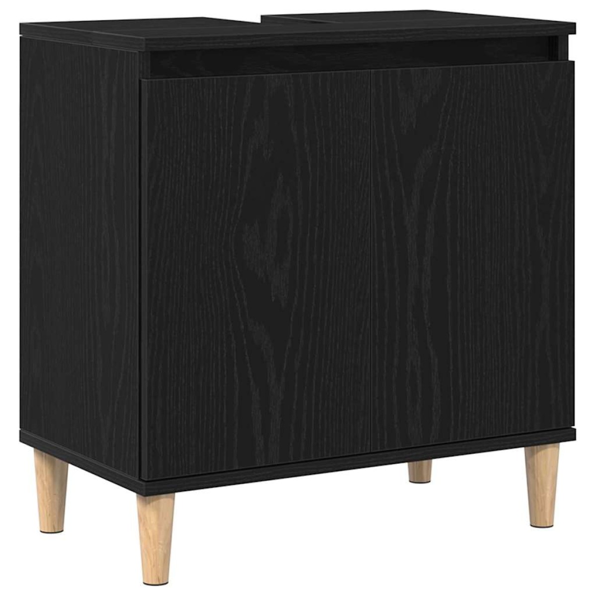 vidaXL Σετ Επίπλων Μπάνιου 3 τμχ. Μαύρη Οξυά 30 x 30 x 180 cm