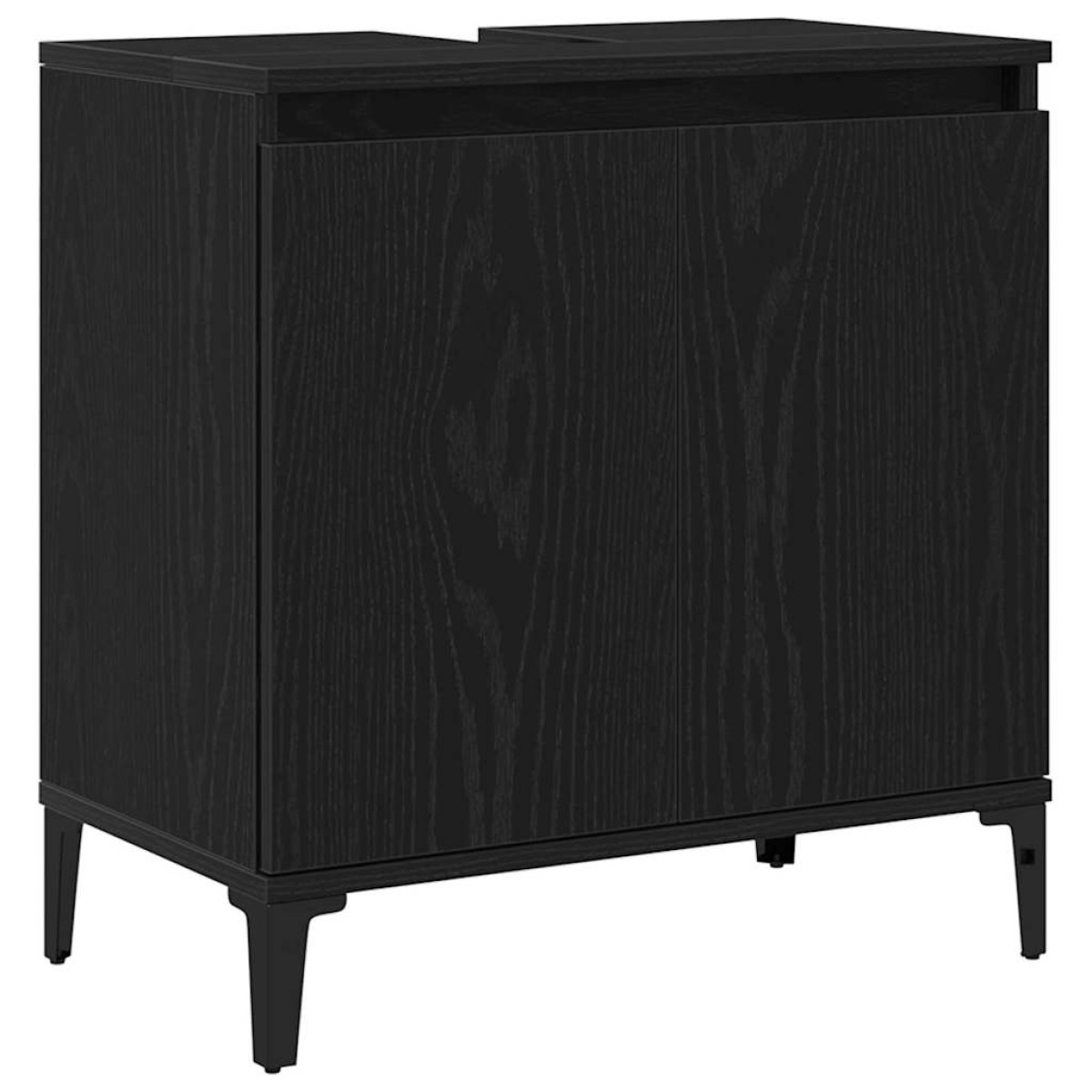 vidaXL Σετ Επίπλων Μπάνιου 3 τμχ. Μαύρη Οξυά 30 x 30 x 180 cm