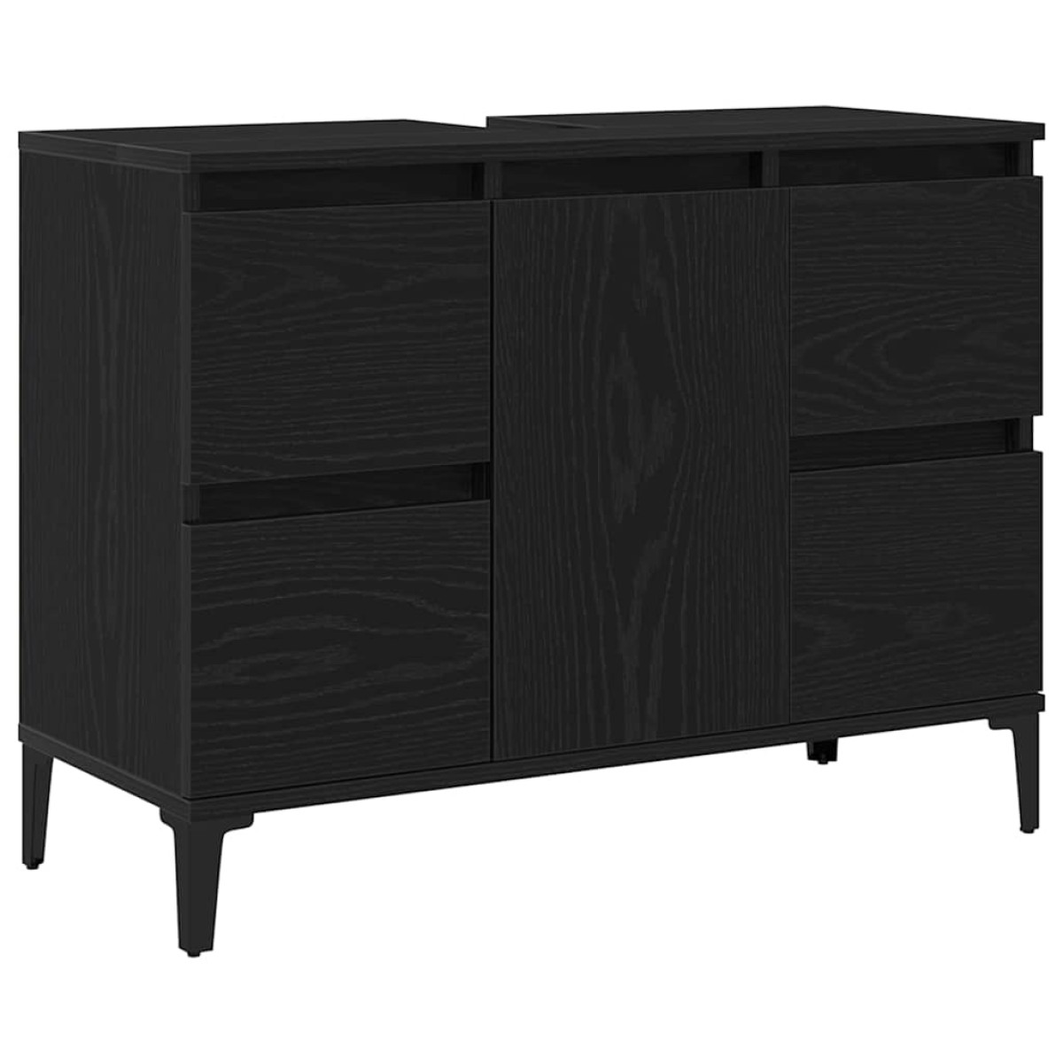 vidaXL Σετ Επίπλων Μπάνιου 3 τμχ. Μαύρη Οξυά 30 x 30 x 180 cm