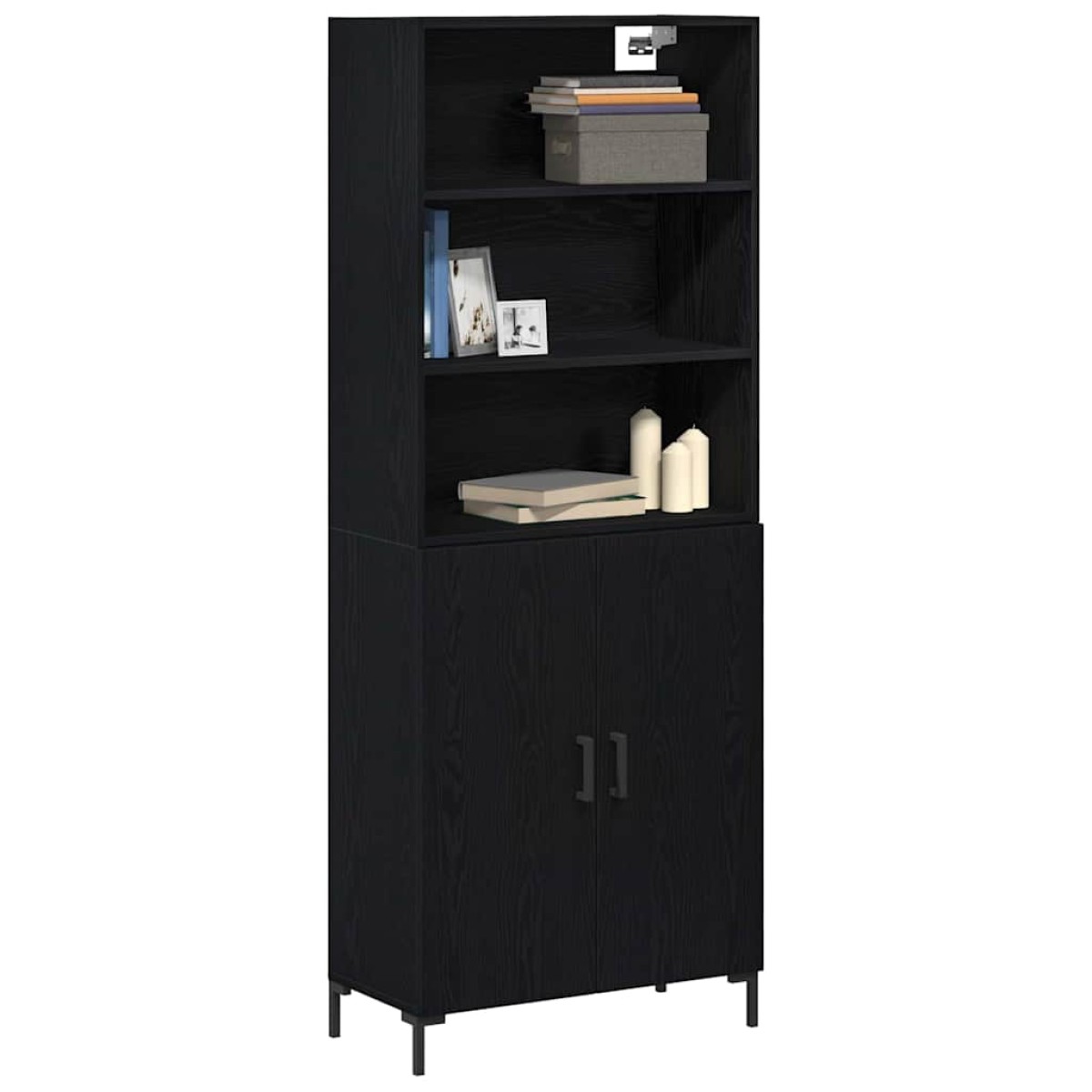 vidaXL Highboard Μαύρη Οξυά 69,5 x 34 x 180 εκ. Επεξεργασμένο Ξύλο