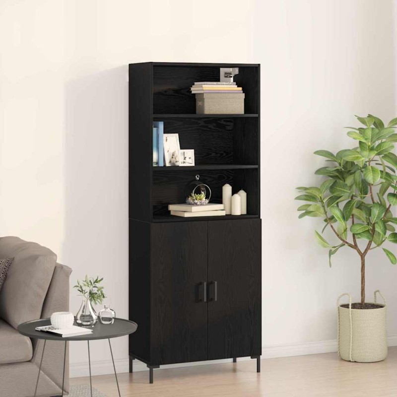 vidaXL Highboard Μαύρη Οξυά 69,5 x 34 x 180 εκ. Επεξεργασμένο Ξύλο
