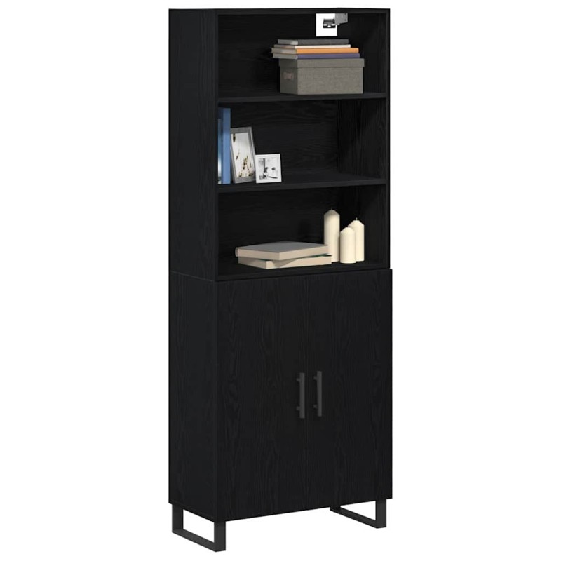vidaXL Highboard 2 τμχ. Μαύρη Οξυά 69,5 x 34 x 180 εκ.