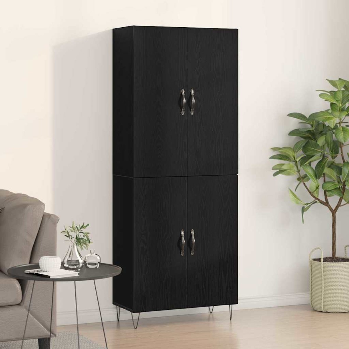 vidaXL Highboard 2 τμχ. Μαύρη Οξυά 69,5 x 34 x 180 εκ.
