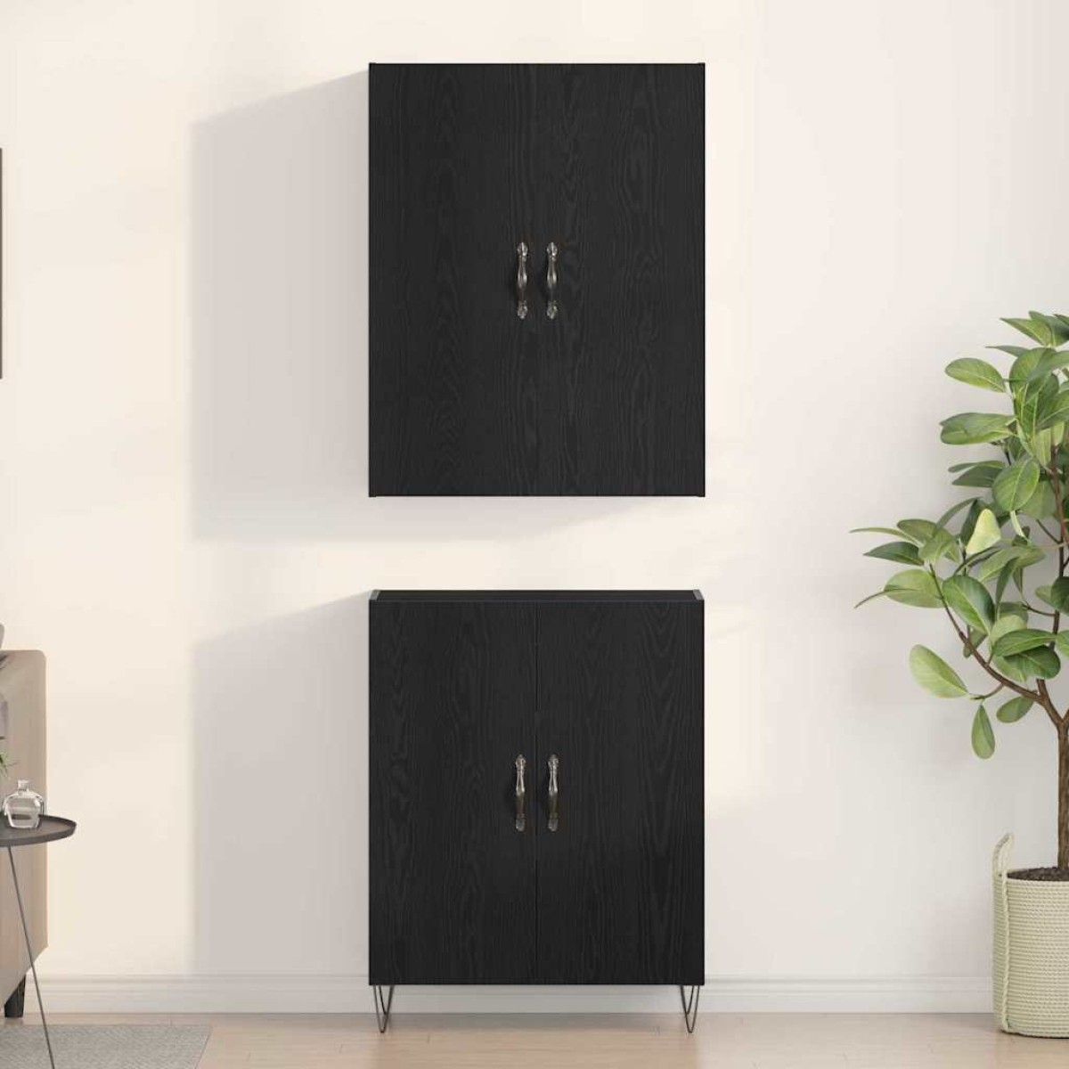 vidaXL Highboard 2 τμχ. Μαύρη Οξυά 69,5 x 34 x 180 εκ.