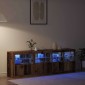 vidaXL Πλευρικό Τραπέζι LED Παλιό ξύλο 202 x 37 x 67 εκ.