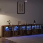 vidaXL Πλευρικό Τραπέζι LED Παλιό ξύλο 283 x 37 x 67 εκ