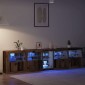 vidaXL Πλευρικό Τραπέζι LED Παλιό ξύλο 283 x 37 x 67 εκ