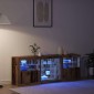 vidaXL Πλευρικό Τραπέζι LED Παλιό ξύλο 181,5 x 37 x 67 εκ.