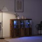 vidaXL Πλευρικό Τραπέζι LED 3 τμχ. Παλιό ξύλο 123 x 37 x 100 εκ