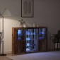 vidaXL Πλευρικό Τραπέζι LED Παλιό ξύλο 142,5 x 37 x 100 εκ.