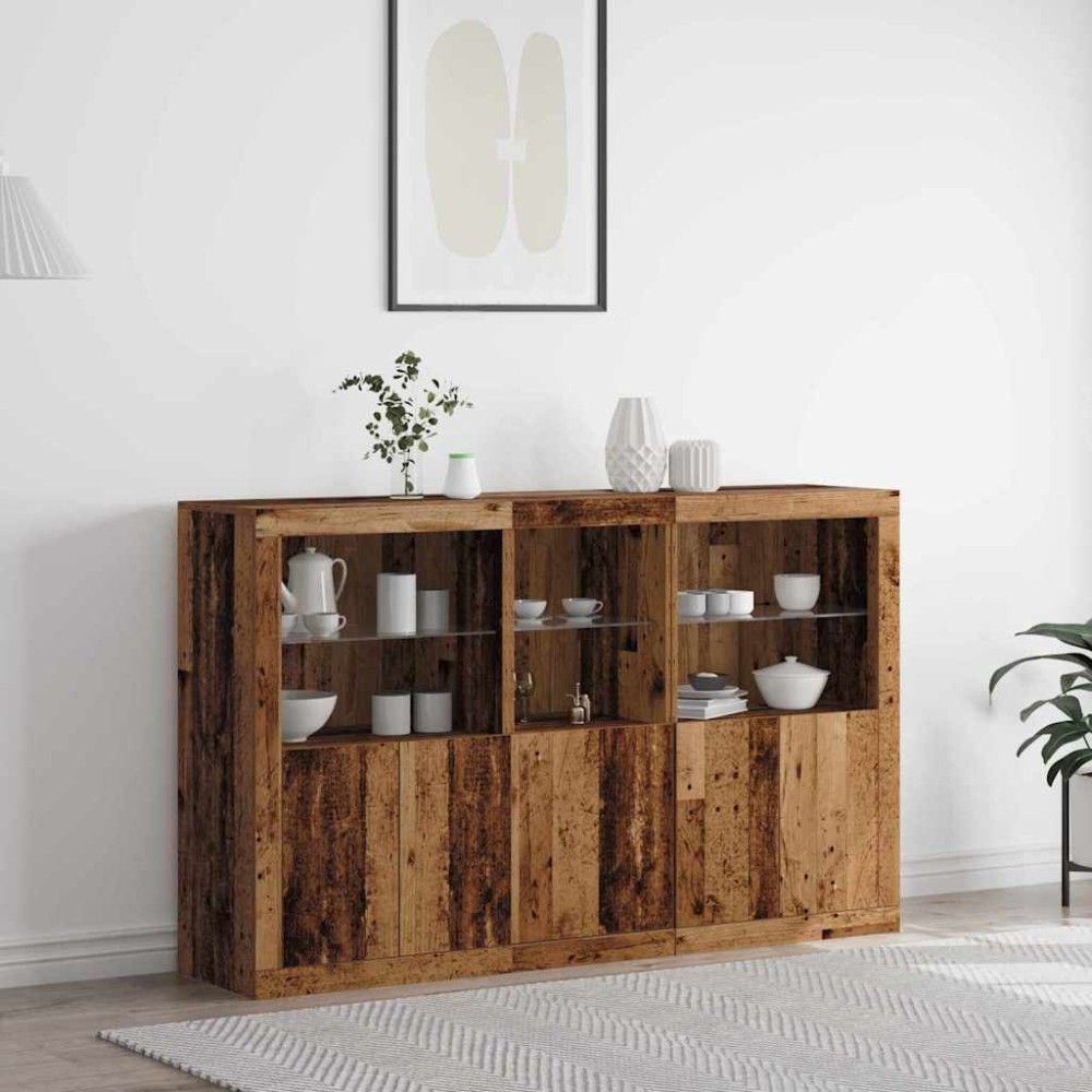 vidaXL Πλευρικό Τραπέζι LED Παλιό ξύλο 162 x 37 x 100 εκ.