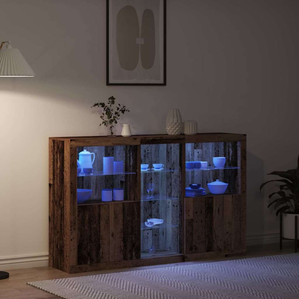 vidaXL Πλευρικό Τραπέζι LED Παλιό ξύλο 162 x 37 x 100 εκ.