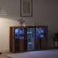vidaXL Πλευρικό Τραπέζι LED Παλιό ξύλο 162 x 37 x 100 εκ.