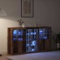 vidaXL Πλευρικό Τραπέζι LED Παλιό ξύλο 181,5 x 37 x 100 εκ