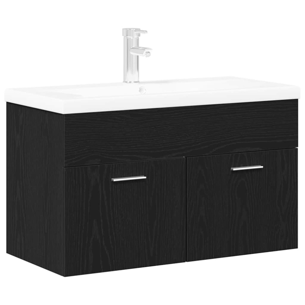 vidaXL Ντουλάπι Μπάνιου Μαύρη Οξυά 90 x 38,5 x 46 cm