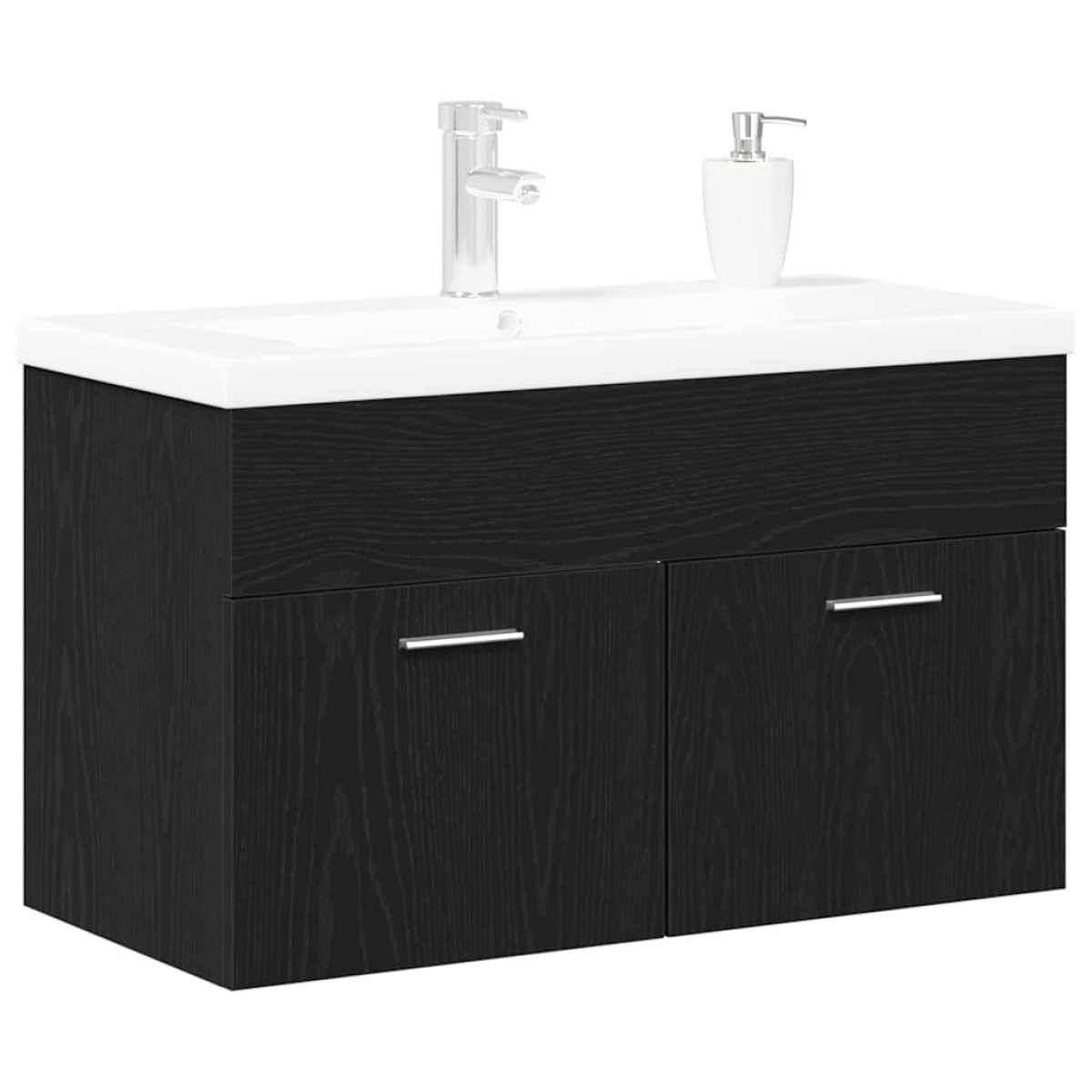 vidaXL Ντουλάπι Μπάνιου Μαύρη Οξυά 90 x 38,5 x 46 cm