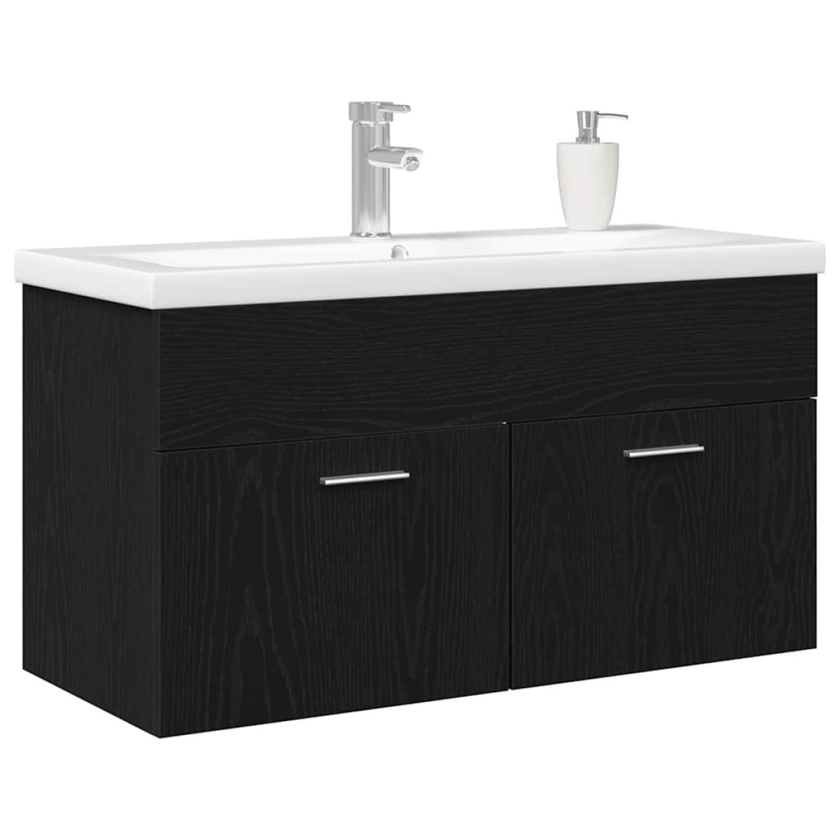 vidaXL Ντουλάπι Μπάνιου Μαύρη Οξυά 90 x 38,5 x 46 cm