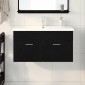 vidaXL Ντουλάπι Μπάνιου Μαύρη Οξυά 90 x 38,5 x 46 cm