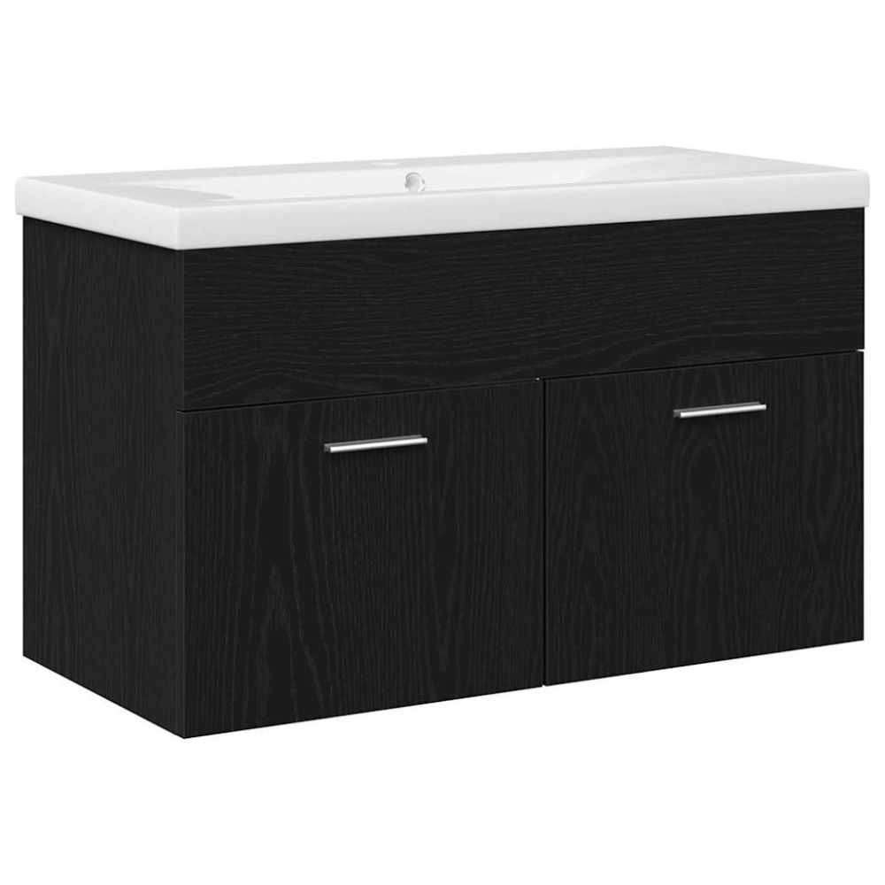 vidaXL Ντουλάπι Μπάνιου Μαύρη Οξυά 80 x 38,5 x 46 cm