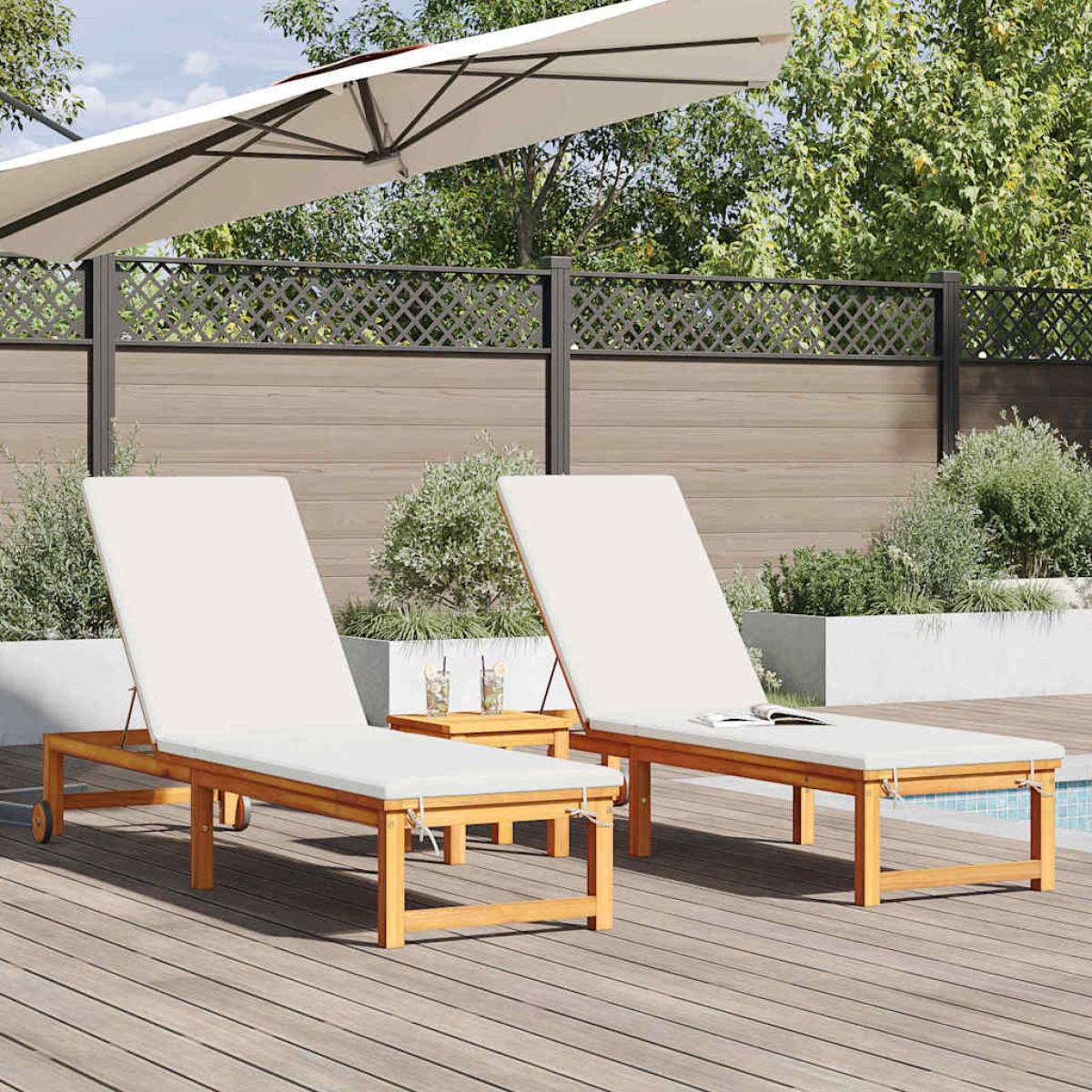 vidaXL Ξαπλώστρα 3 τμχ. Στερεό Ξύλο Ακακίας Καφέ