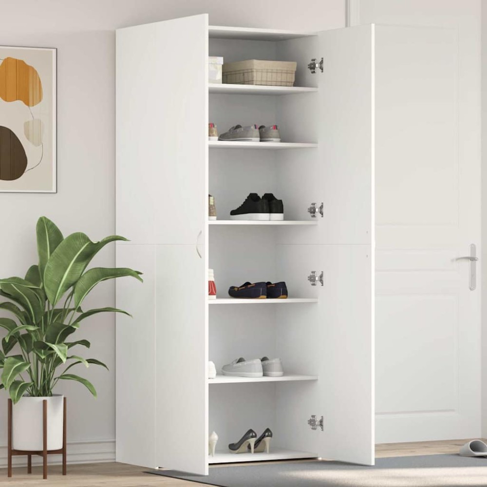 vidaXL Ντουλάπα Παπουτσιών 80 x 35.5 x 180 εκ Επεξεργασμένο Ξύλο Λευκό
