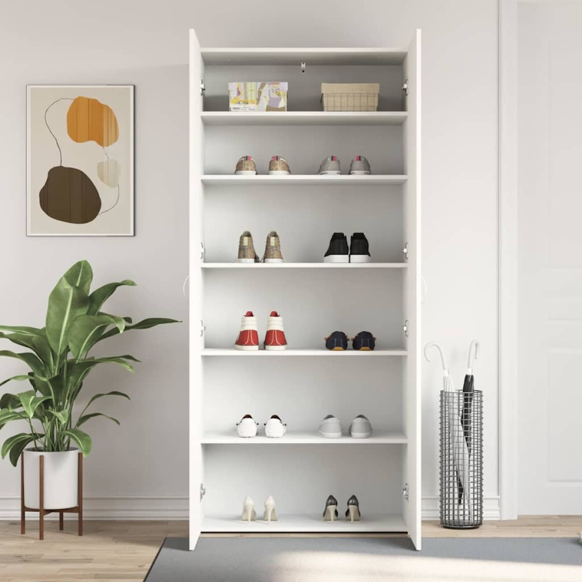 vidaXL Ντουλάπα Παπουτσιών 80 x 35.5 x 180 εκ Επεξεργασμένο Ξύλο Λευκό
