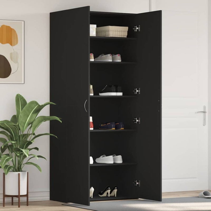 vidaXL Ντουλάπα Παπουτσιών 80 x 35.5 x 180 εκ Επεξεργασμένο Ξύλο Μαύρο