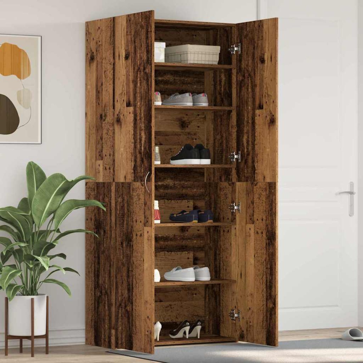 vidaXL Ντουλάπα Παπουτσιών 80 x 35.5 x 180 εκ Επεξεργασμένο Ξύλο Καφέ