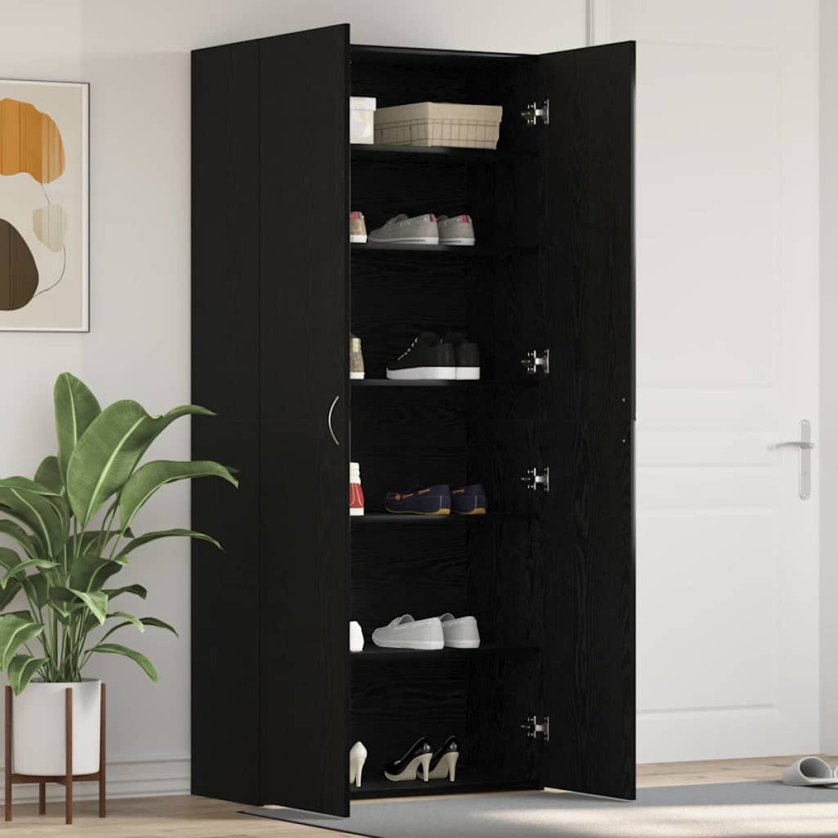 vidaXL Ντουλάπα Παπουτσιών 80 x 35.5 x 180 εκ Επεξεργασμένο Ξύλο Μαύρο