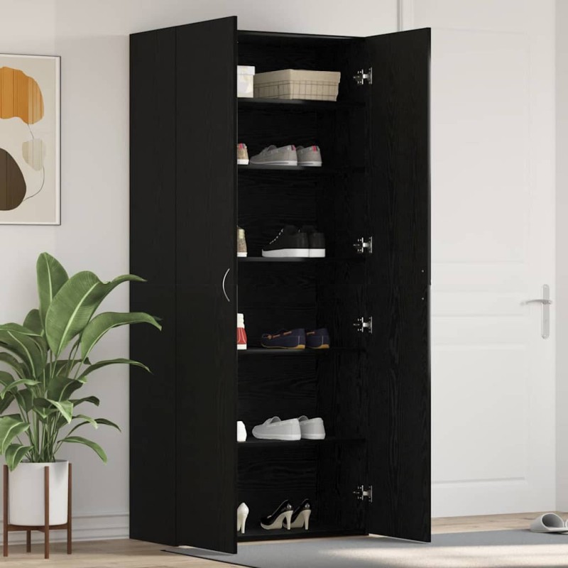 vidaXL Ντουλάπα Παπουτσιών 80 x 35.5 x 180 εκ Επεξεργασμένο Ξύλο Μαύρο