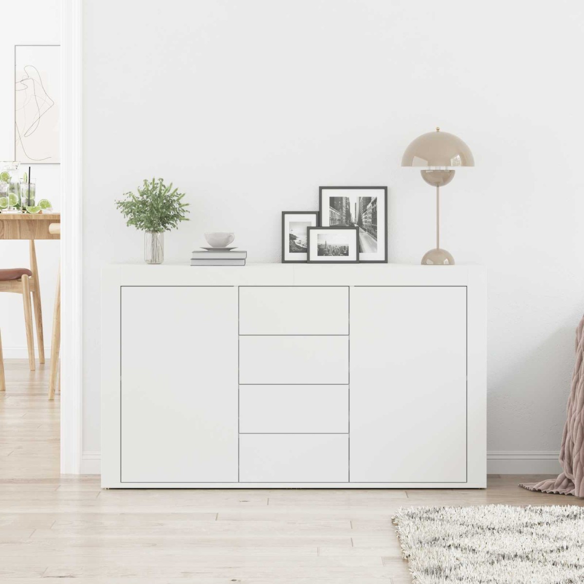 vidaXL Πλαϊνό γραφείο Λευκό 120 x 36 x 69 εκ Επεξεργασμένο Ξύλο