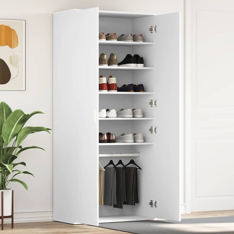 vidaXL Ντουλάπα Παπουτσιών 80 x 39 x 178 εκ Επεξεργασμένο Ξύλο Λευκό