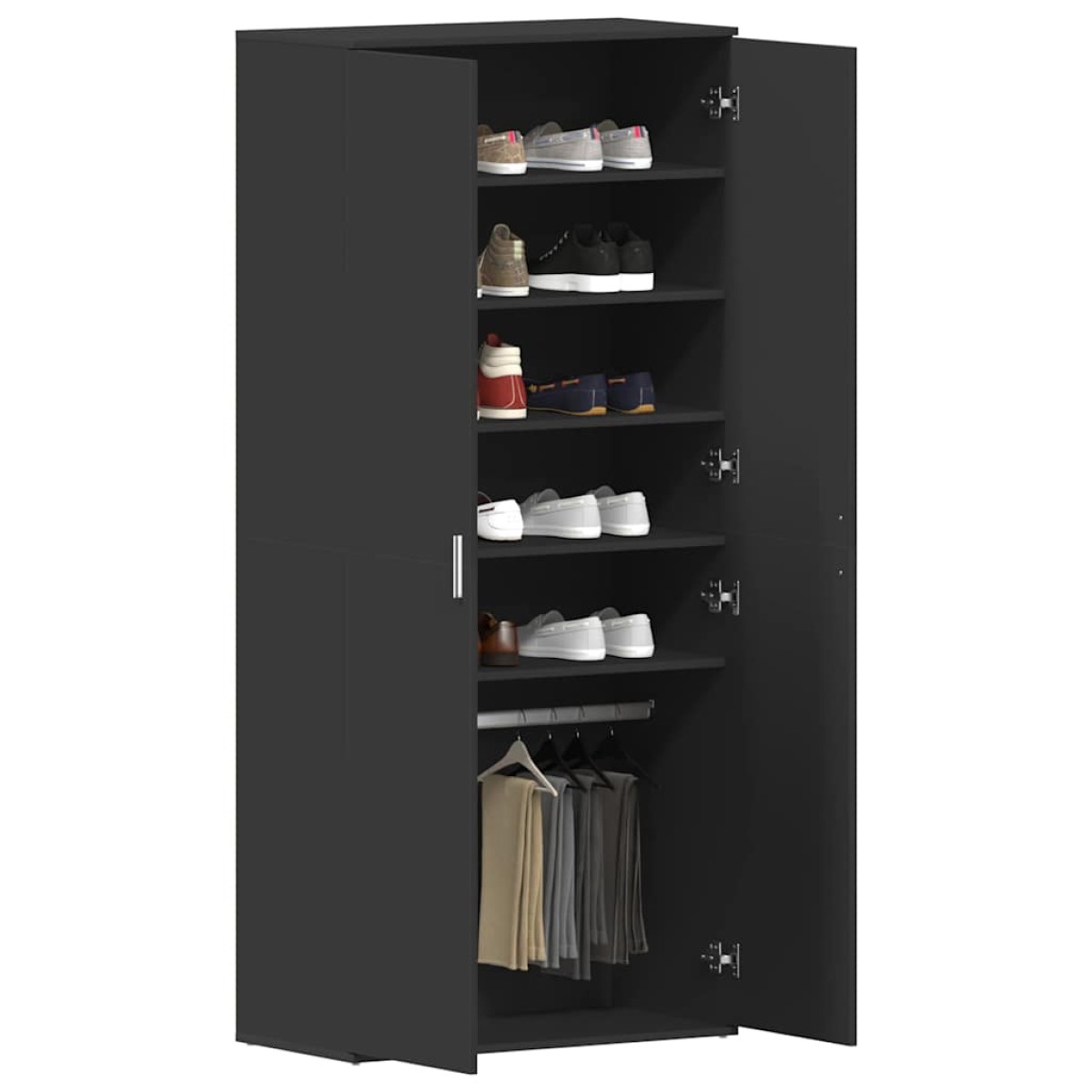 vidaXL Ντουλάπα Παπουτσιών 80 x 39 x 178 εκ Επεξεργασμένο Ξύλο Μαύρο