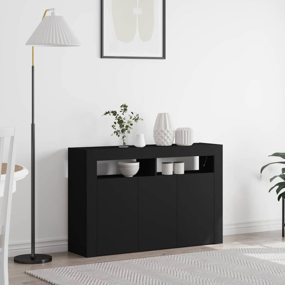 vidaXL Πλαϊνό γραφείο Μαύρο 116 x 30 x 75 εκ. Επεξεργασμένο Ξύλο