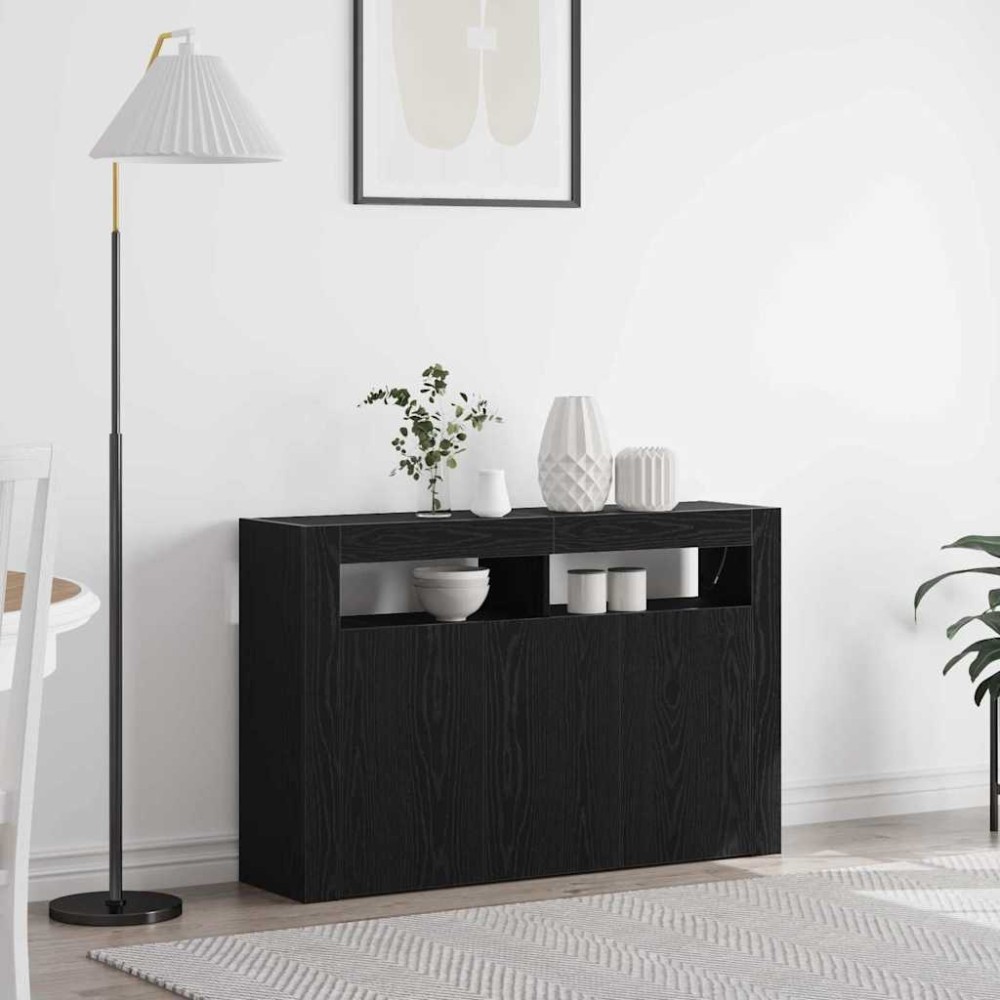 vidaXL Πλαϊνό γραφείο Μαύρη Οξυά 116 x 30 x 75 εκ. Επεξεργασμένο Ξύλο