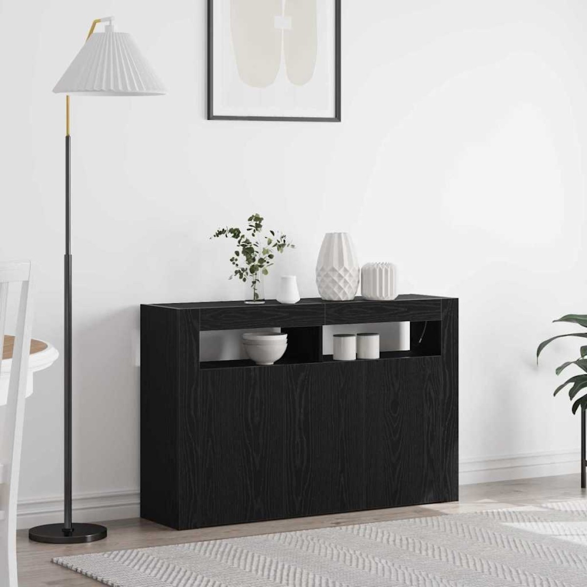 vidaXL Πλαϊνό γραφείο Μαύρη Οξυά 116 x 30 x 75 εκ. Επεξεργασμένο Ξύλο