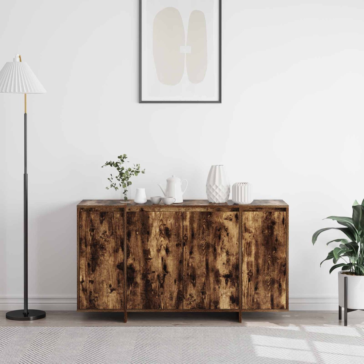 vidaXL Πλαϊνό γραφείο Καπνιστό Δρύς 135 x 41 x 75 εκ