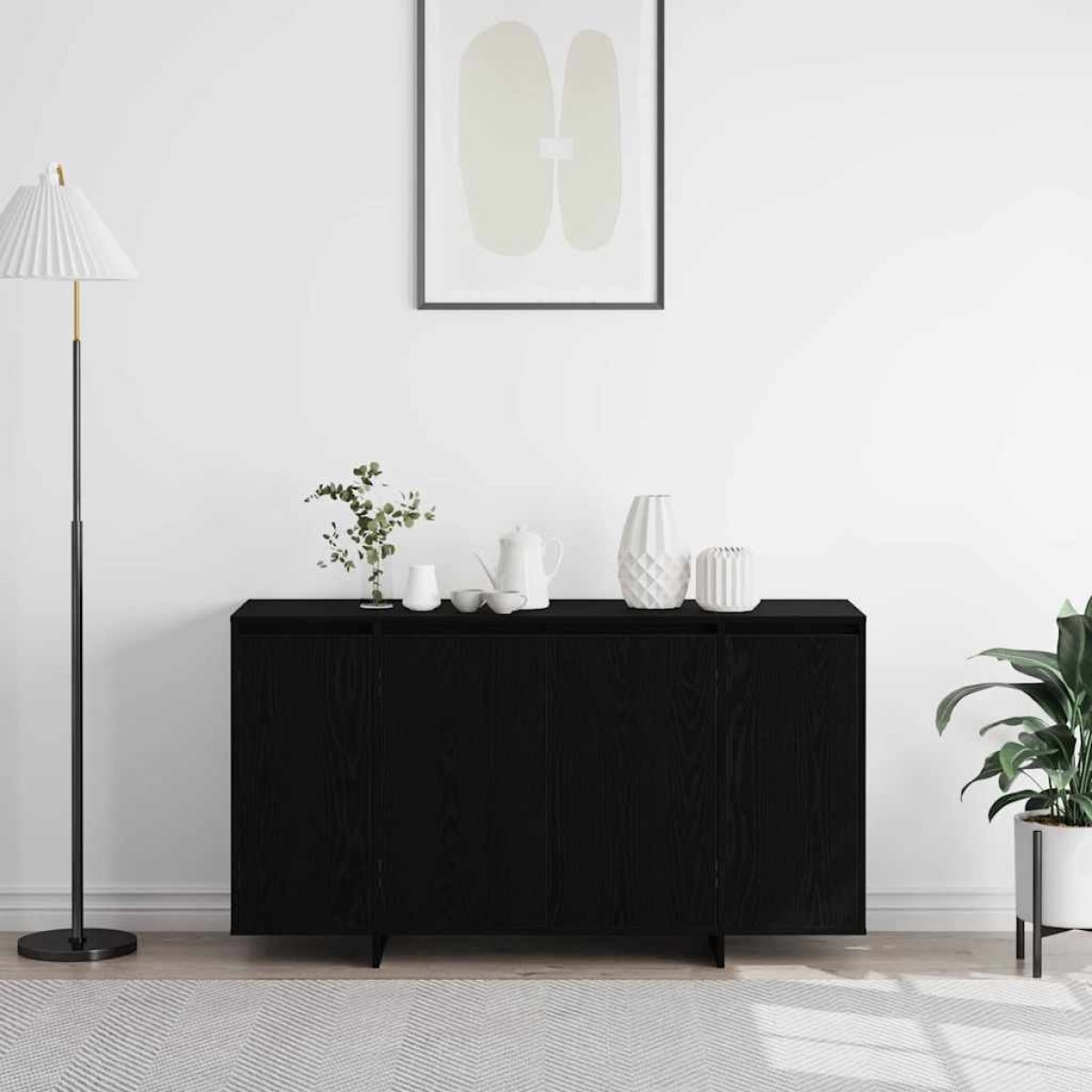 vidaXL Πλαϊνό γραφείο Μαύρη Οξυά 135 x 41 x 75 εκ Επεξεργασμένο Ξύλο