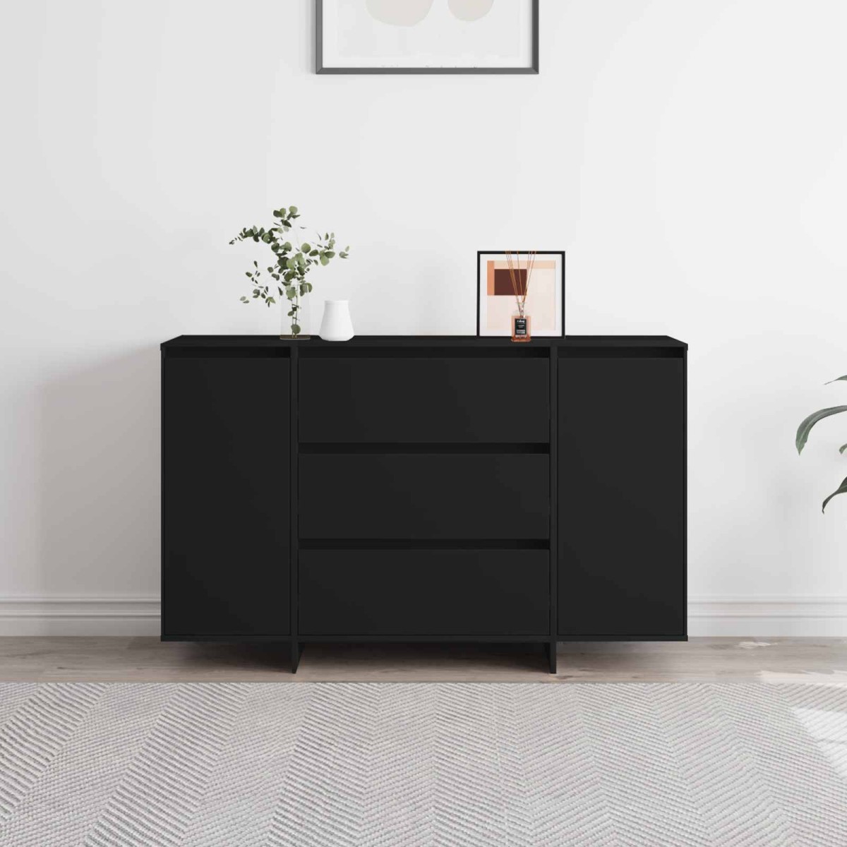 vidaXL Πλαϊνό γραφείο Μαύρο 120 x 41 x 75 εκ. Επεξεργασμένο Ξύλο
